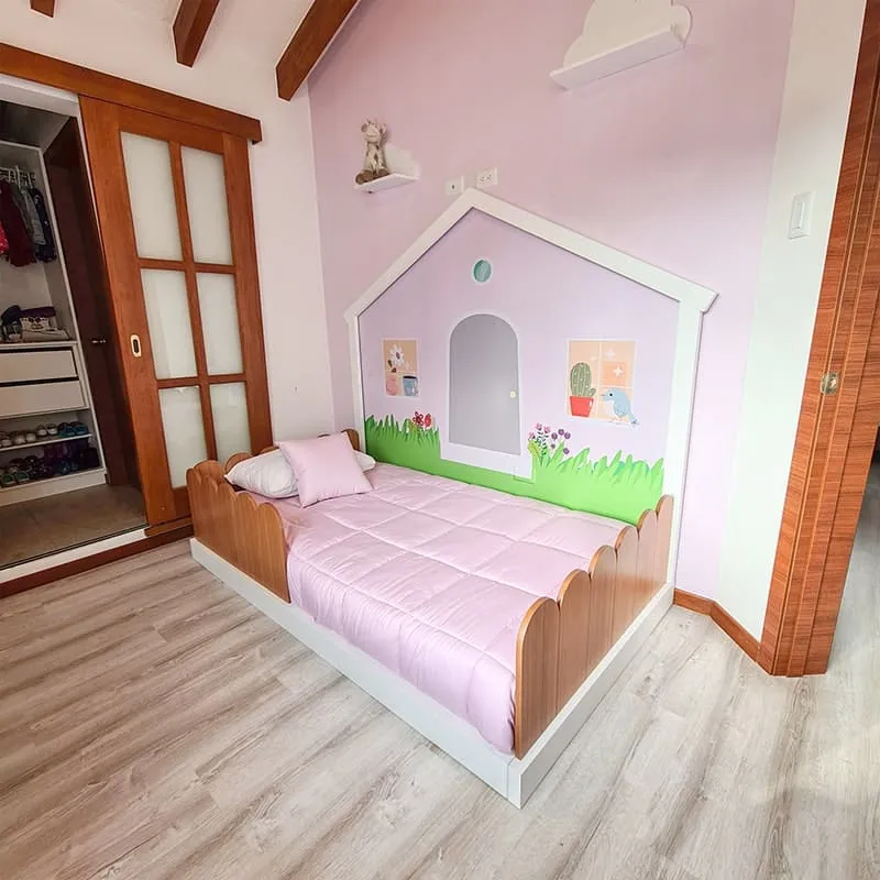 cama casita jardin
